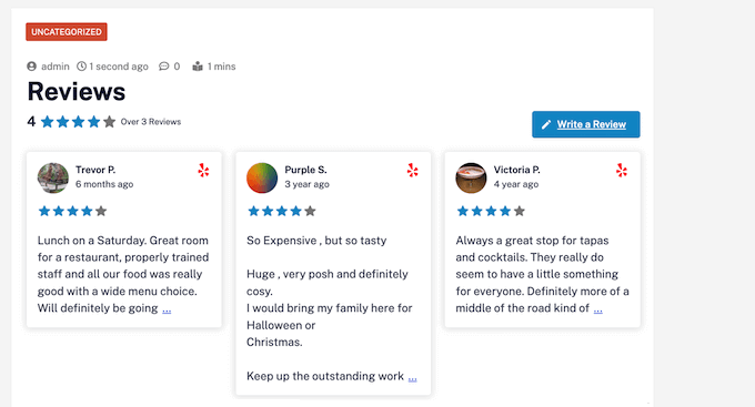 An example of an embedded review feed, created using Smash Balloon An example of an embedded review feed, created using Smash Balloon