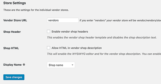 Store settings for vendors Store settings for vendors