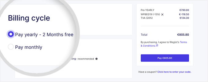 Weglot billing cycle