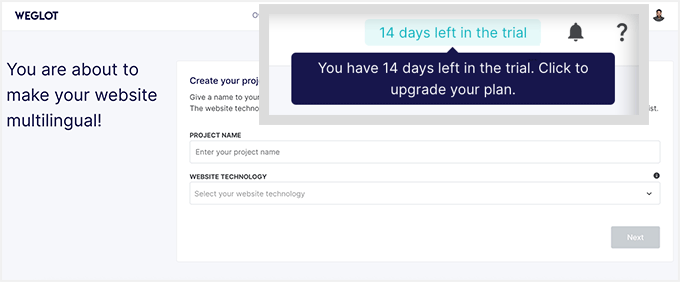 Weglot free trial link
