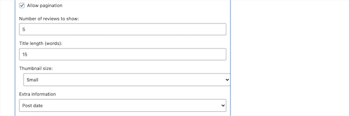 More WP Review widget display settings More WP Review widget display settings