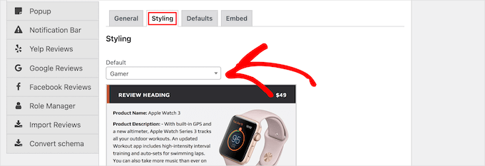 Change review box style settings Change review box style settings