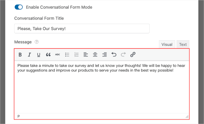 wpforms-formbuilder-conversationalforms-message Conversational Form Landing Page Message