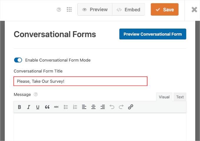 wpforms-formbuilder-conversationalforms-title WPForms Conversational Form Title