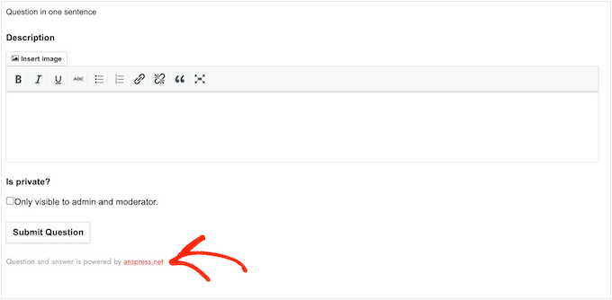 An example of a question and answer site, with a 'Powered by' disclaimer An example of a question and answer site, with a 'Powered by' disclaimer