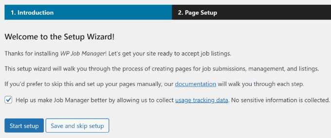 Click start setup process Click start setup process