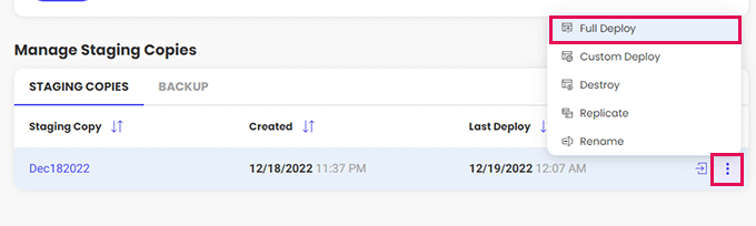 Deploy all changes from staging to live website Deploy all changes from staging to live website