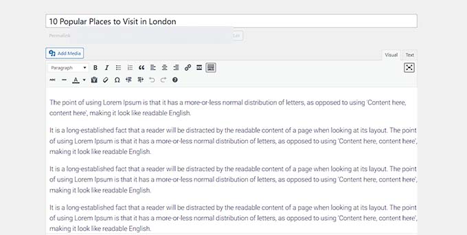 Distraction free mode preview in the classic editor Distraction free mode preview in the classic editor