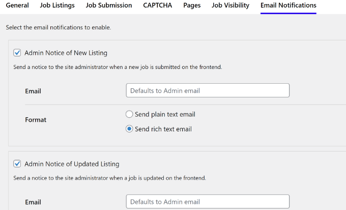 Email notifications Edit email notifications