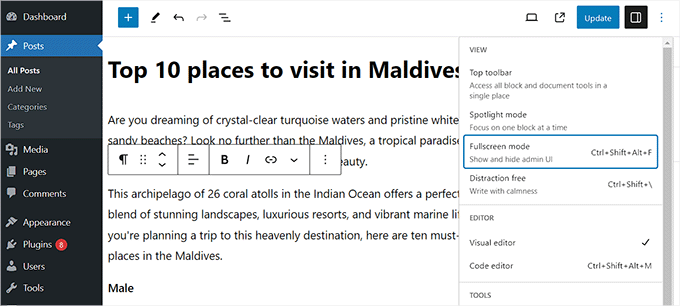 Exit the full screen mode Exit the full screen mode