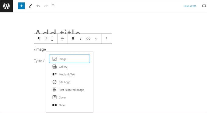 Insert block keyboard shortcut Insert block keyboard shortcut
