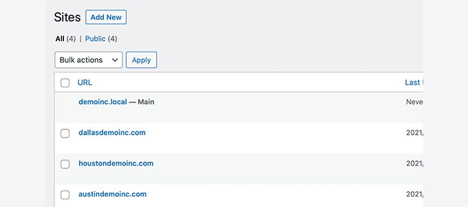 Manage sites Manage sites