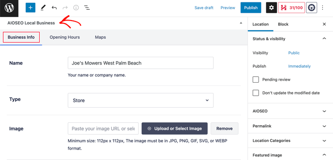 Completați secțiunea Informații despre afacere Completați secțiunea Informații despre afacere