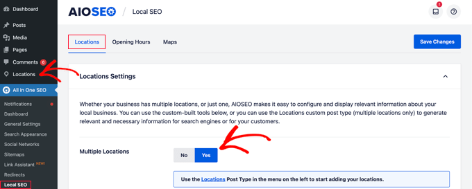 Setați mai multe locații la Da Setați mai multe locații la Da