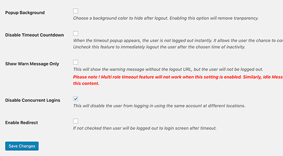 Inactive users timeout settings Inactive users timeout settings