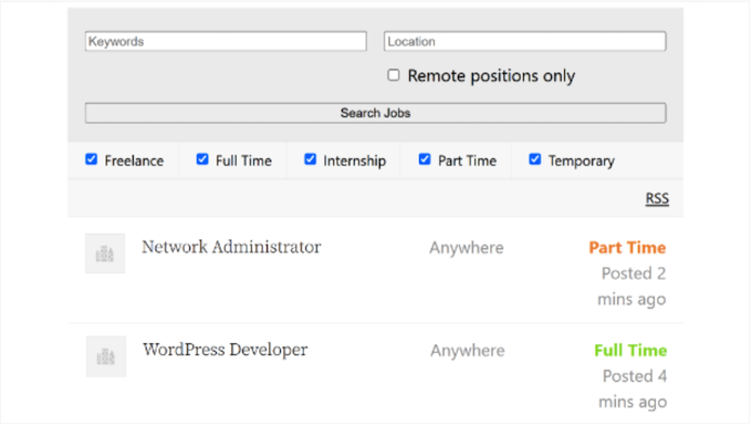 An example of a job board, created using WordPress An example of a job board, created using WordPress