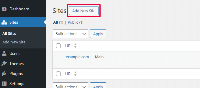 Adding a new site in a WordPress multisite network Adding a new site in a WordPress multisite network