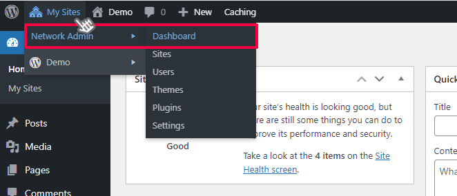 WordPress multisite network admin dashboard WordPress multisite network admin dashboard