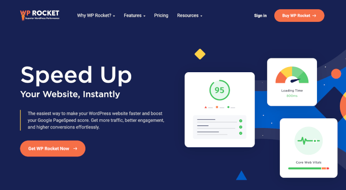 WP Rocket's homepage WP Rocket's homepage