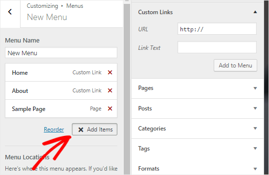 Add items to navigation menu Add items to navigation menu