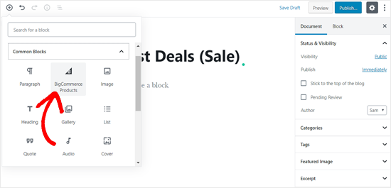Add BIgCommerce Products Block to Your Post Add BIgCommerce Products Block to Your Post