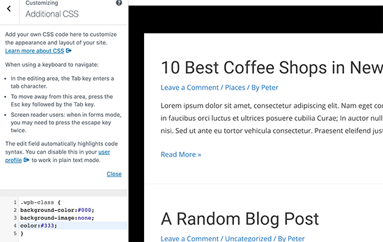 Añadir CSS personalizado en el personalizador de temas