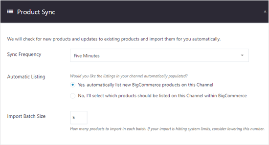 BigCommerce for WordPress Product Sync Options BigCommerce for WordPress Product Sync Options