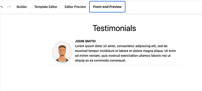 Front-end preview of your website Front-end preview of your website