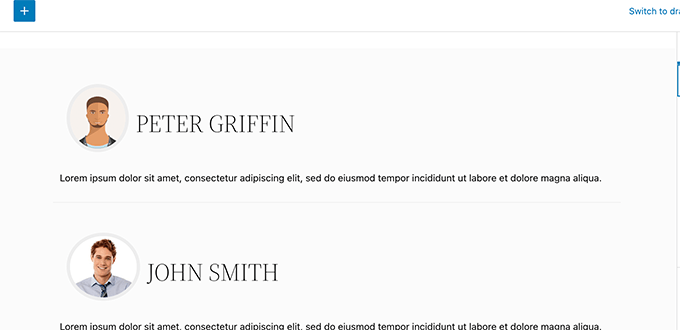 Block preview inside the block editor Block preview inside the block editor