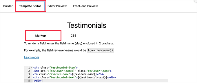 Block template editor Block template editor