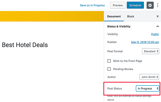 Changing post status on the edit screen Changing post status on the edit screen