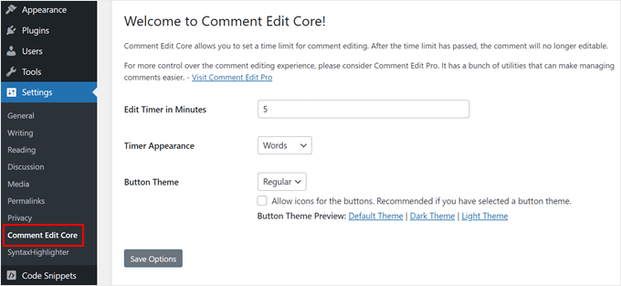 O plugin Comment Edit Core