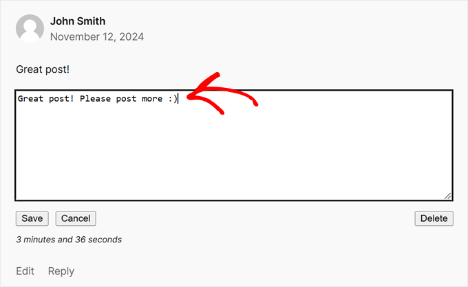 Editando o texto de um comentário existente do WordPress