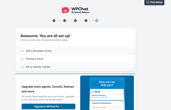 Terminer la configuration de WPChat