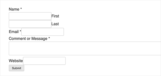 Contact form without styling Contact form without styling