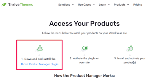 Downloading Thrive Product Manager Downloading Thrive Product Manager