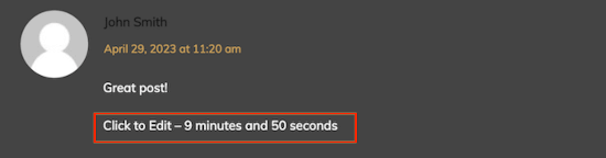 Editing comment in WordPress Editing comment in WordPress
