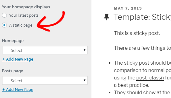 Homepage Settings in theme customizer Homepage Settings in theme customizer