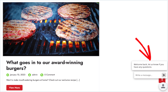 Une fonctionnalité de chat en direct, sur un site web WordPress