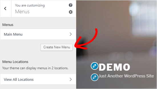 Menus Panel in Theme Customizer Menus Panel in Theme Customizer