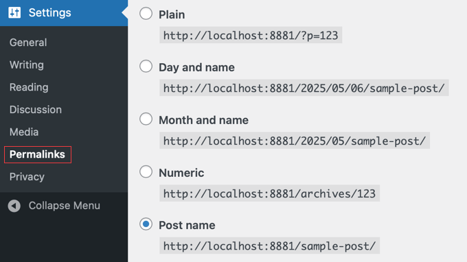Permalinks URL Structure