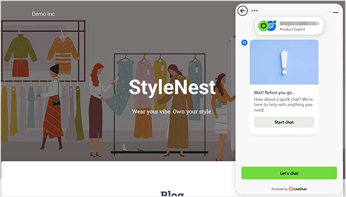 Preview of live chat in WordPress Preview of live chat in WordPress