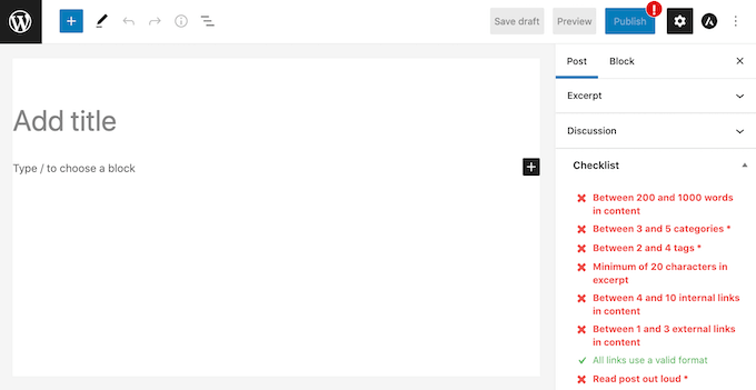 An example of a PublishPress checklist in WordPress An example of a PublishPress checklist in WordPress