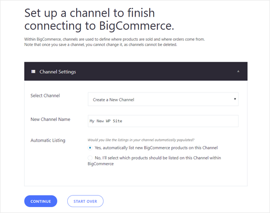 Set Up a Channel for WordPress Site in BIgCommerce Set Up a Channel for WordPress Site in BIgCommerce