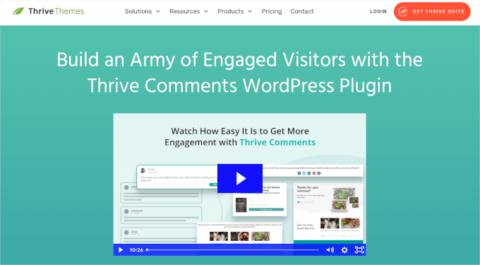 Página principal de Thrive Comments