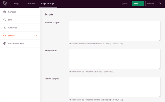 Adăugați scripturi la pagina dvs. de conectare SeedProd Adăugați scripturi la pagina dvs. de conectare SeedProd