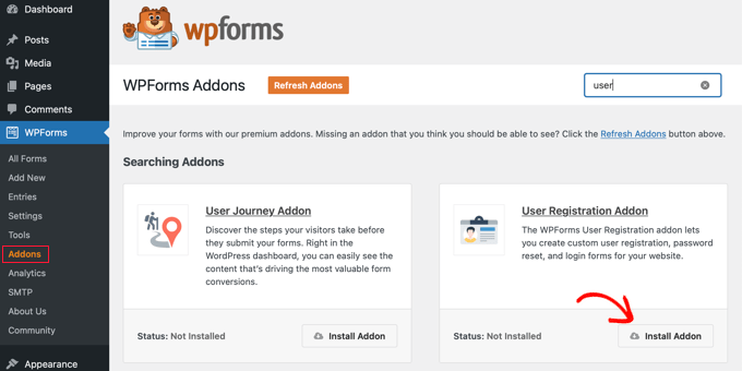 Install WPForms User Registration Addon Install WPForms User Registration Addon
