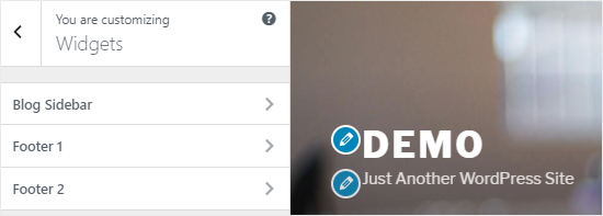 Widgets panel Widgets panel