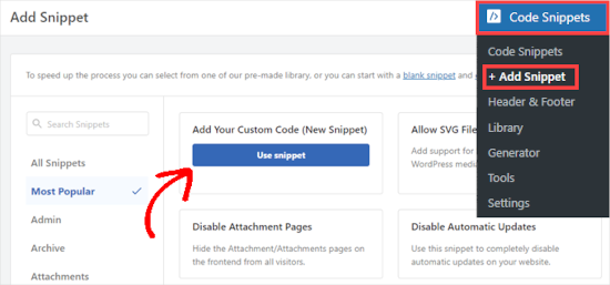Adding new snippet in WPCode Adding new snippet in WPCode