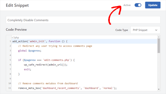 The edit snippet page for WPCode The edit snippet page for WPCode